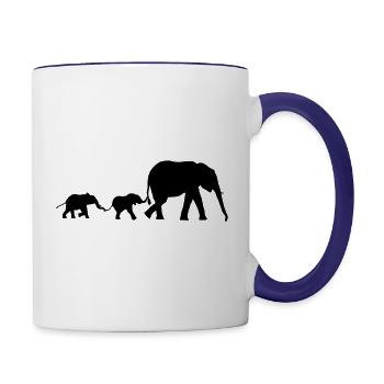 elephant family, elephants - Contrast Coffee Mug - white/cobalt blue - Right