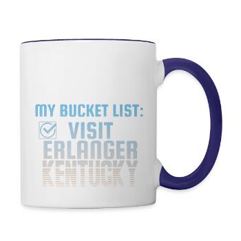 Erlanger Kentucky Bucket List Home Town - Contrast Coffee Mug - white/cobalt blue - Right