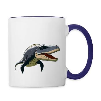 モササウルス Mosasaurus Dinosaur Kids Prehistoric - Contrast Coffee Mug - white/cobalt blue - Right