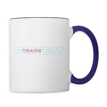 protect trans kids - Contrast Coffee Mug - white/cobalt blue - Right
