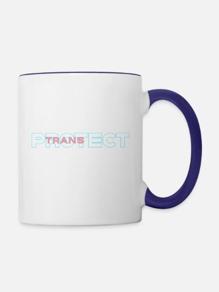 protect trans kids - Contrast Coffee Mug - white/cobalt blue