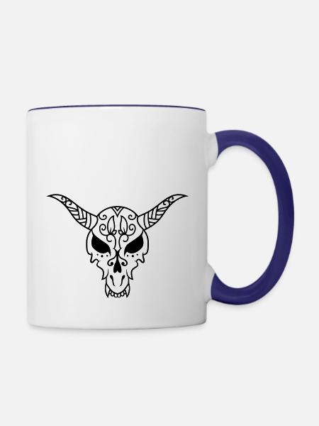 Skull 046 - Contrast Coffee Mug - white/cobalt blue