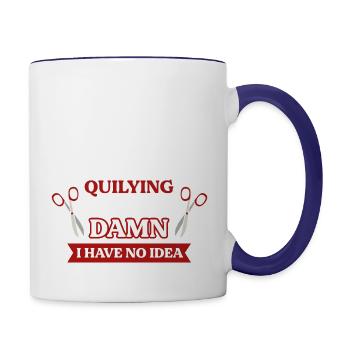 Quilting Quote - Contrast Coffee Mug - white/cobalt blue - Right