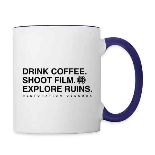 Drink Coffee, Shoot Film, Explore Ruins - Contrast Coffee Mug