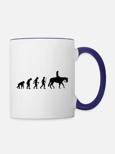 Evolution Westernriderin - Contrast Coffee Mug - white/cobalt blue