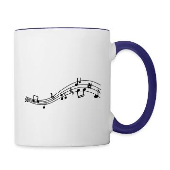 music notes, musician, musical, music love, wave - Contrast Coffee Mug - white/cobalt blue - Right