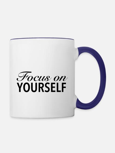 Focus on yourself - Contrast Coffee Mug - white/cobalt blue