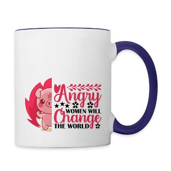 Angry women Will Change The world 2023 - Women - Contrast Coffee Mug - white/cobalt blue - Right