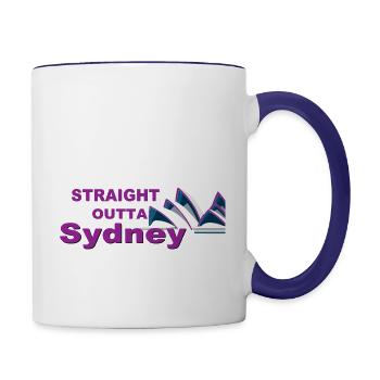 Straight outta Sydney - Contrast Coffee Mug - white/cobalt blue - Right