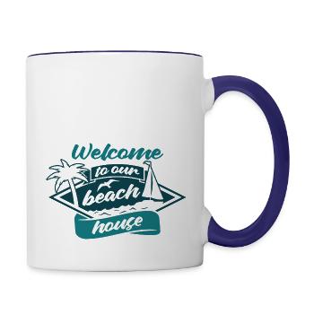 Welcome to our beach house - Contrast Coffee Mug - white/cobalt blue - Right
