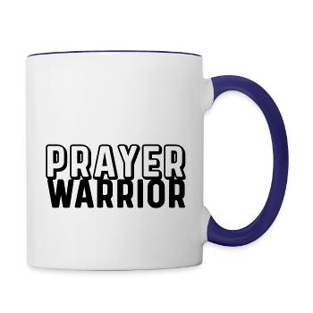 Prayer Warrior, christian, church, faith, prayer - Contrast Coffee Mug - white/cobalt blue - Right