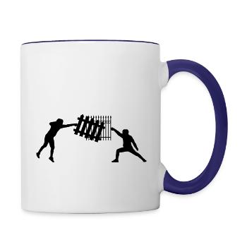Mens Fencing Design, Fencing Gifts, Funny Fencing - Contrast Coffee Mug - white/cobalt blue - Right