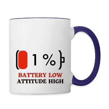Low Battery - Contrast Coffee Mug - white/cobalt blue - Right