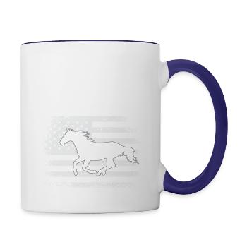 Patriotic Horse American Flag Horseback Riding - Contrast Coffee Mug - white/cobalt blue - Right