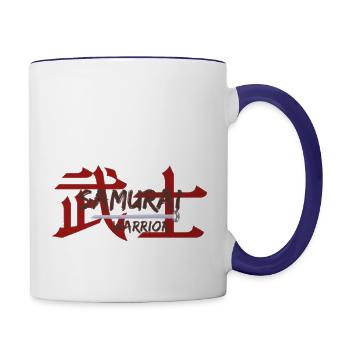 Warrior Samurai Art. Japanese Art - Contrast Coffee Mug - white/cobalt blue - Right