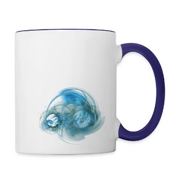 Iron sky fractal art - Contrast Coffee Mug - white/cobalt blue - Right