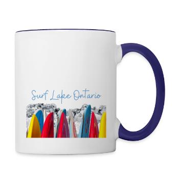 Surf Lake Ontario Ice Surfboards - Contrast Coffee Mug - white/cobalt blue - Right