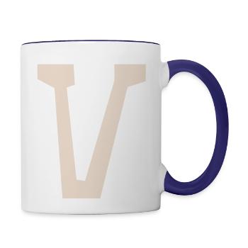 Alphabetical V - Contrast Coffee Mug - white/cobalt blue - Right