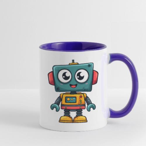Cute Cartoon Robot Standing with a Smile - Contrast Coffee Mug