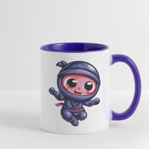 Joyful Cartoon Baby Ninja Jumping in Action - Contrast Coffee Mug