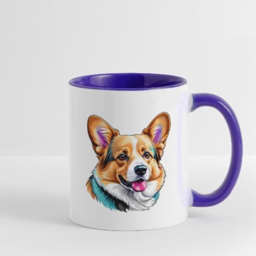 Corgi With a splash of blue - Contrast Coffee Mug