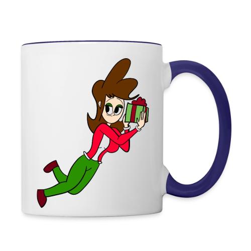 Coll Holding a Present - Contrast Coffee Mug