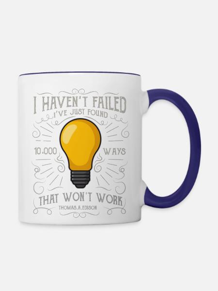 10000 Ways thomas alva edison - Contrast Coffee Mug - white/cobalt blue