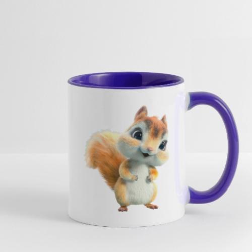 Adorable Cartoon Baby Squirrel Smiling - Contrast Coffee Mug