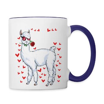 I Llama You Cute Llama Valentine s Day - Contrast Coffee Mug - white/cobalt blue - Right