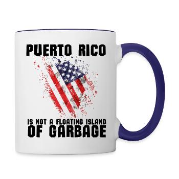Puerto Rico Is Not A Floating Island of Garbage - Contrast Coffee Mug - white/cobalt blue - Right