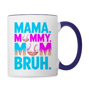 Baseball Mom Ice Cream Cone Funny Summer Graphic - Contrast Coffee Mug - white/cobalt blue - Right
