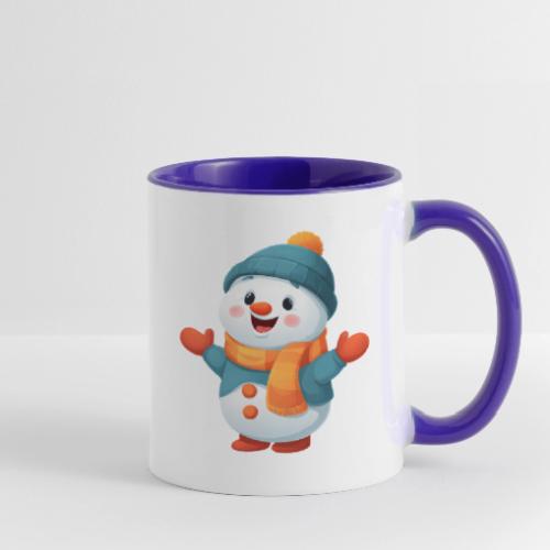 Joyful Cartoon Snowman with Winter Outfit - Contrast Coffee Mug
