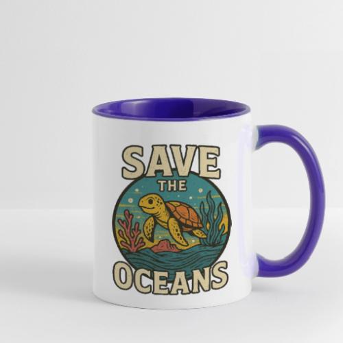 Save the Oceans Sea Turtle Conservation Art - Contrast Coffee Mug
