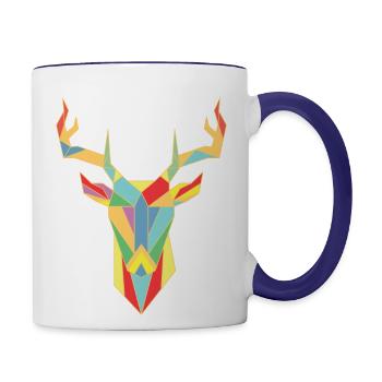 Fractal Geometric Deer Design - Contrast Coffee Mug - white/cobalt blue - Right
