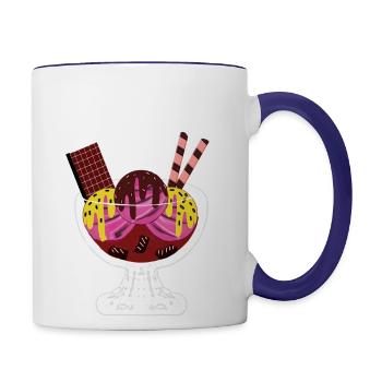 Foodie Dessert Lover Funny - Contrast Coffee Mug - white/cobalt blue - Right