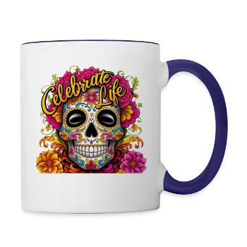 CELEBRATE LIFE - Contrast Coffee Mug - white/cobalt blue - Right