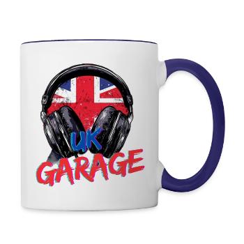 Bold UK Garage DJ Headphones ART - Contrast Coffee Mug - white/cobalt blue - Right