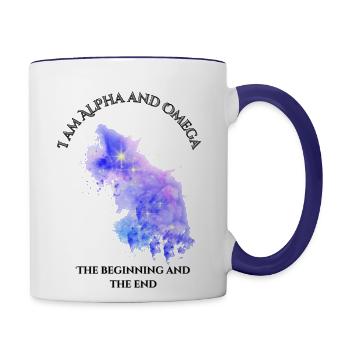 I Am Alpha and Omega: The Beginning and the End - Contrast Coffee Mug - white/cobalt blue - Right