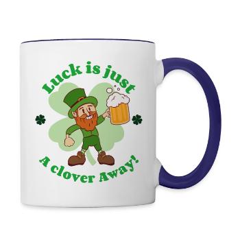 Luck is Just A Clover Away! - Contrast Coffee Mug - white/cobalt blue - Right