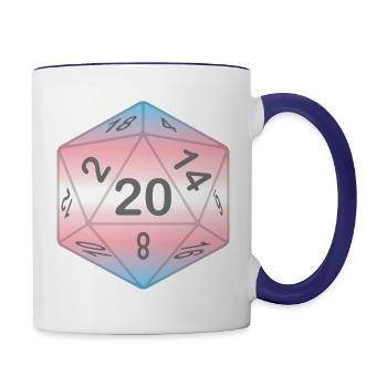 Pride Dice -Trans - Contrast Coffee Mug - white/cobalt blue - Right