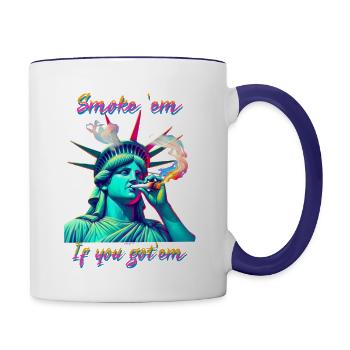 Smoke' em if you got 'em - Contrast Coffee Mug - white/cobalt blue - Right