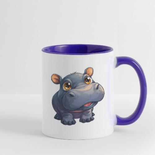 Cute Cartoon Baby Hippo with Big Innocent Eyes - Contrast Coffee Mug