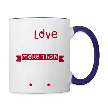 Cat lover - Contrast Coffee Mug - white/cobalt blue - Right