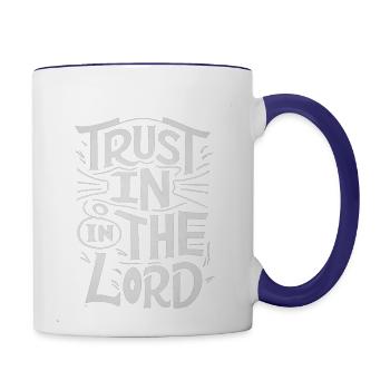 Trust In The Lord - Religious Design - Contrast Coffee Mug - white/cobalt blue - Right