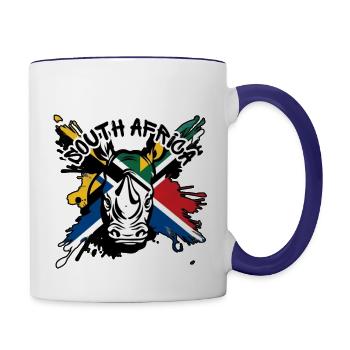 South Africa Rhino - Contrast Coffee Mug - white/cobalt blue - Right