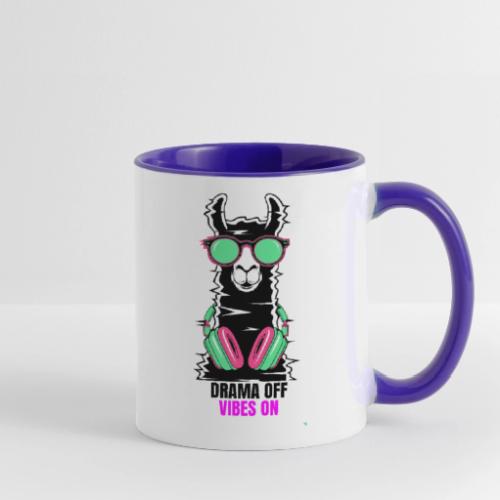 Drama Off Vibes On Llama Shirt – Funny Chill - Contrast Coffee Mug