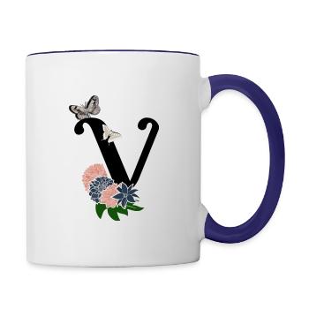 letter V - Contrast Coffee Mug - white/cobalt blue - Right