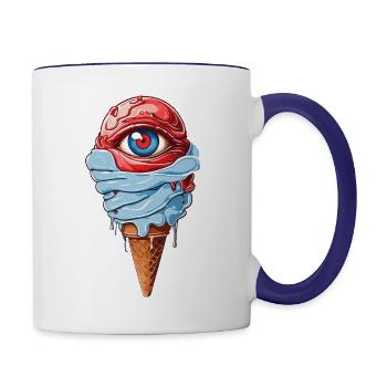 an ice cream with a red eye T-shirt Design - Contrast Coffee Mug - white/cobalt blue - Right
