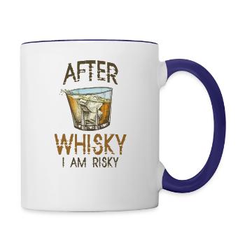 after whisky i am risky - Contrast Coffee Mug - white/cobalt blue - Right