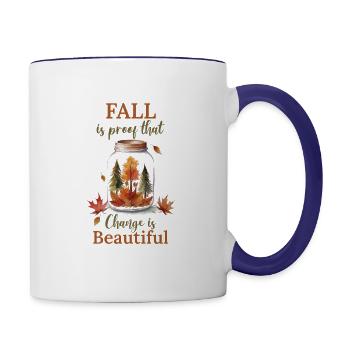 fall is proof that changes are beautiful - Contrast Coffee Mug - white/cobalt blue - Right
